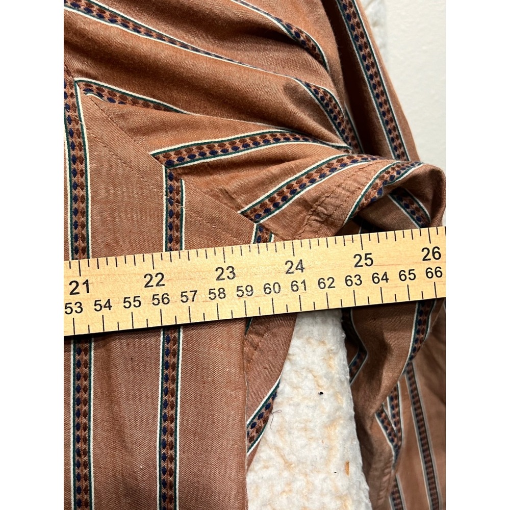 Vintage 80s Sears Roebuck Brown Striped Button Down Shirt Mens 16.5 34/35 USA - Picture 5 of 6